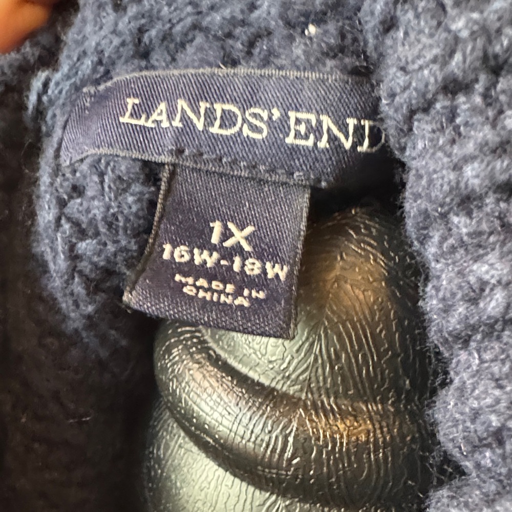 Land’s End Navy Cable Knit Turtleneck Sweater - Picture 2 of 5
